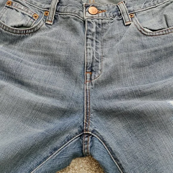 J. Crew Vintage Straight Raw Frayed Jeans High Rise Destroy Size 28R - Picture 9 of 15